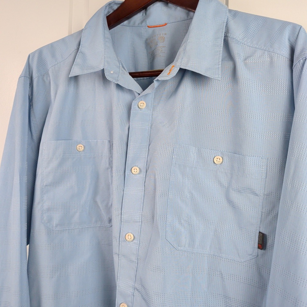Mountain Hardwear Air Tech AC Stripe Shirt Mens XXL Blue Long Sleeve Hiking
